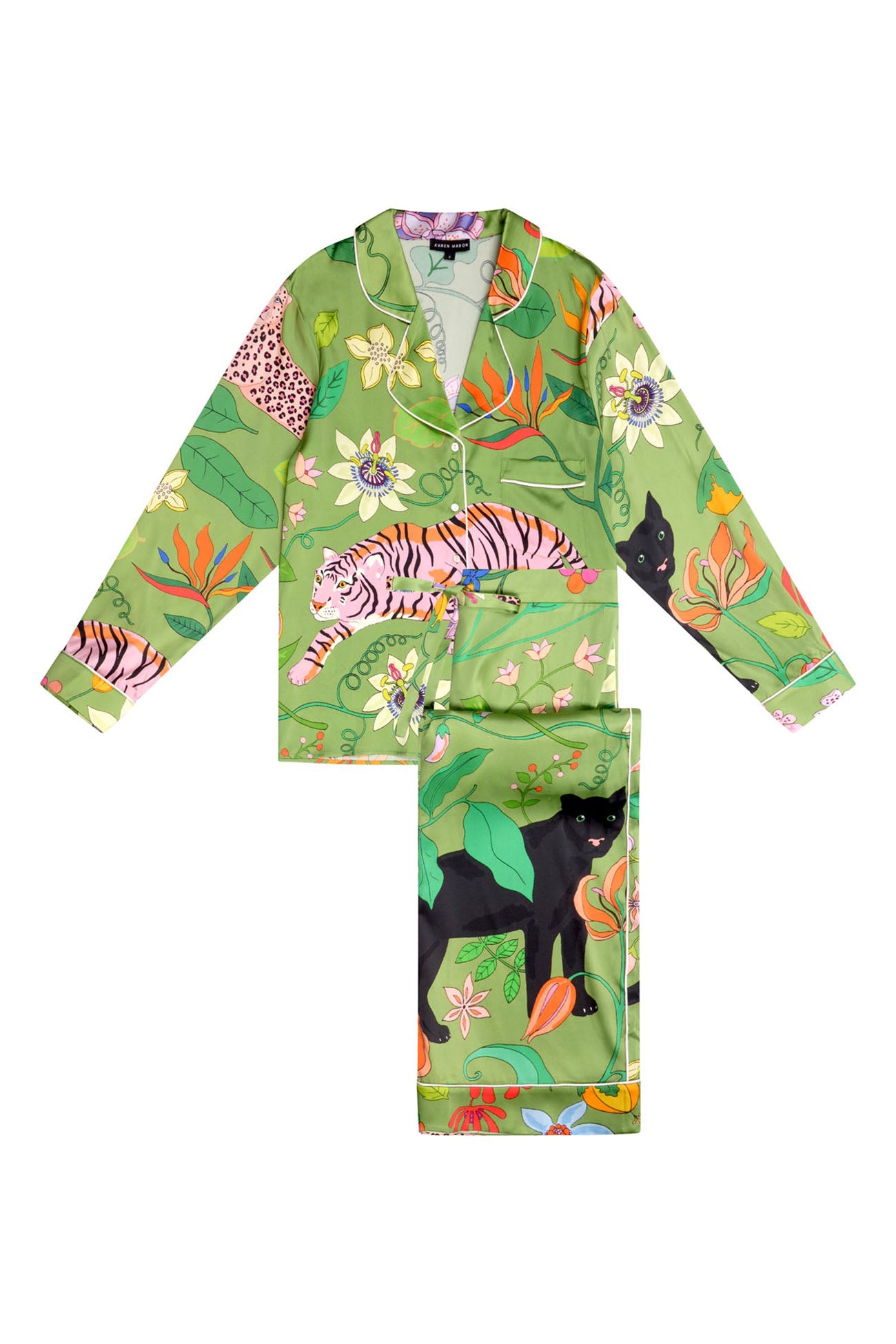 Wild Creatures Silk Pyjama Set | Green