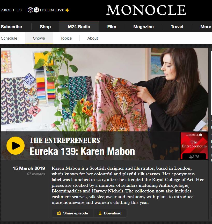 MONOCLE: THE ENTREPRENEURS PODCAST: Karen Mabon