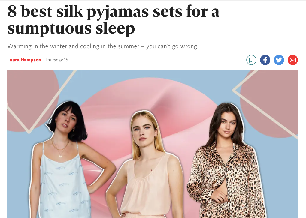 The Independent: The 8 best silk pyjamas sets for a sumptuous sleep