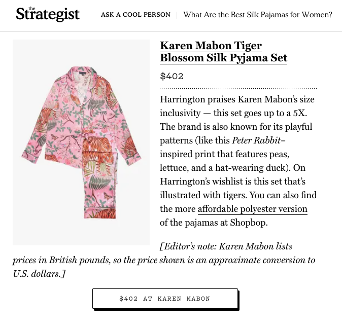 The Strategist: 18 Best Silk Pajamas for Women