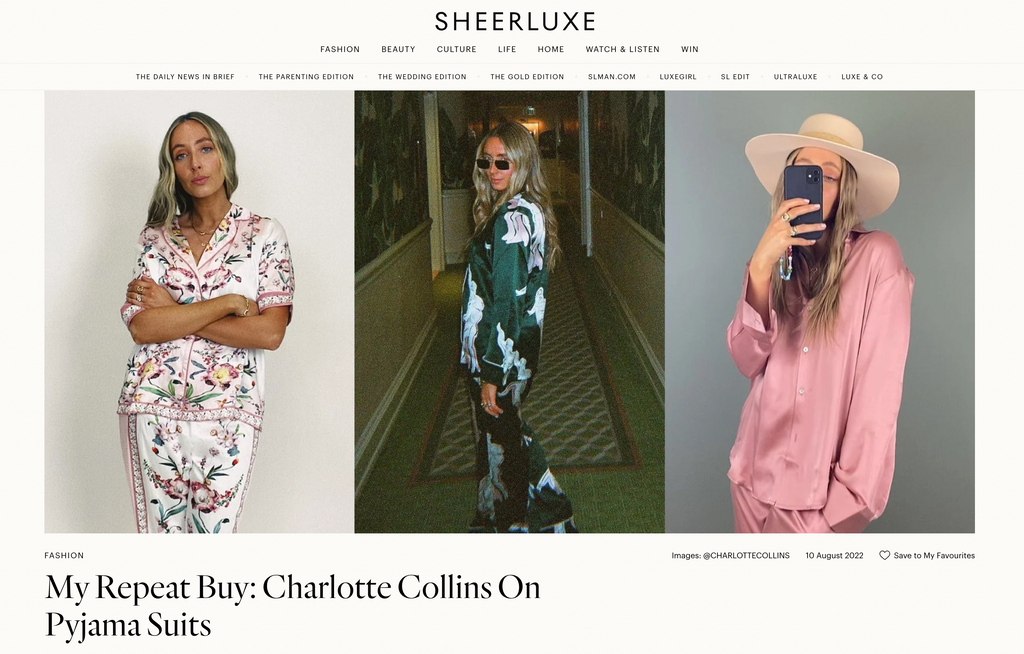 Sheerluxe: My Repeat Buy, Charlotte Collins on Pyjama Suits