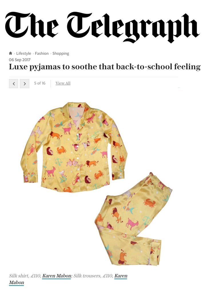 The Telegraph: Luxe Pyjamas to soothe that back-to-school feeling