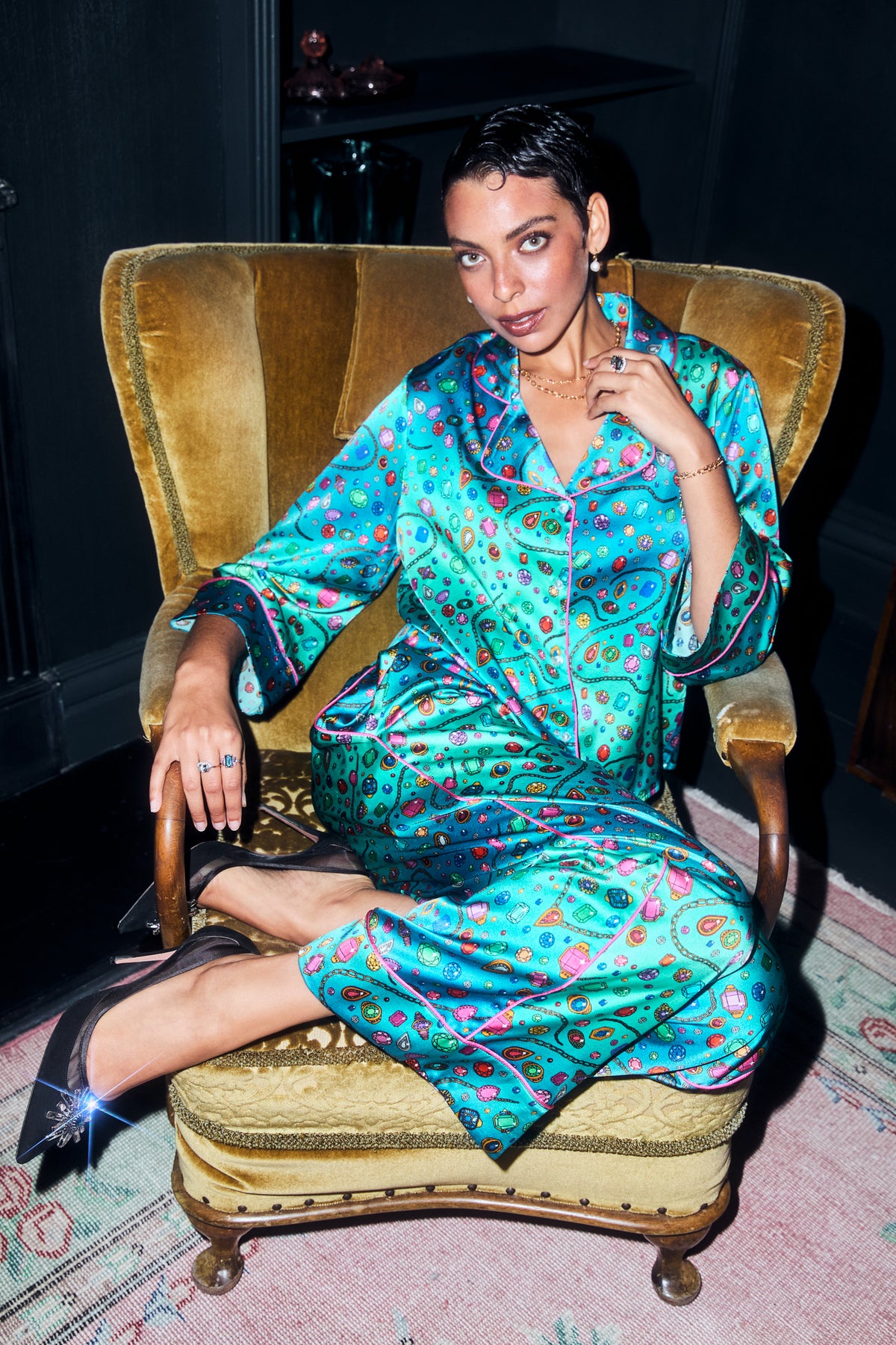 Bejewelled | Karen Mabon X Dinny Hall Silk Pyjama Set