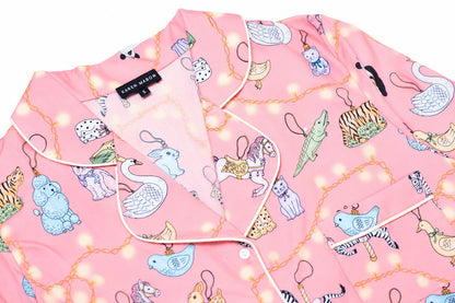 Women's Organic Cotton Pyjama Set | Animal Lights