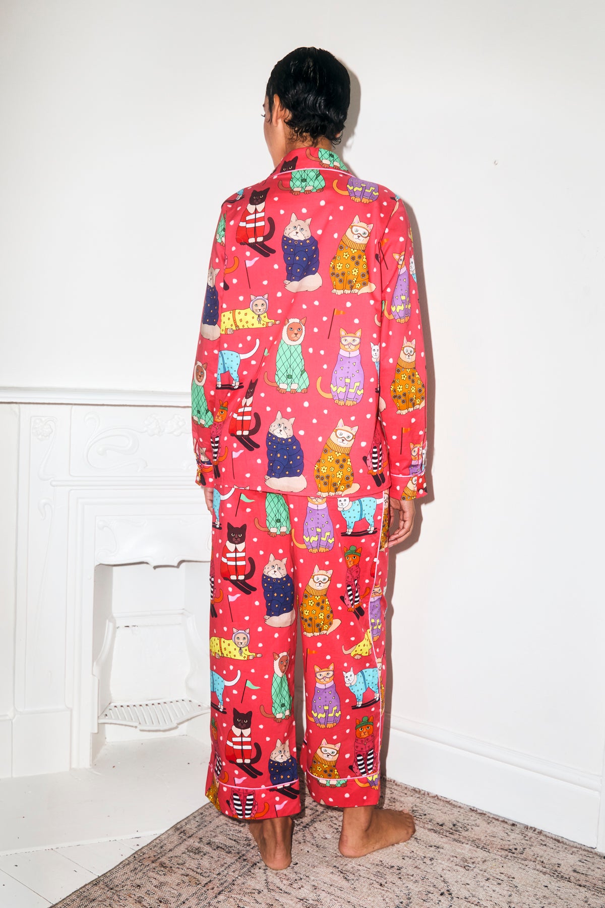 Skiing Cats Christmas Cotton Pyjama Set