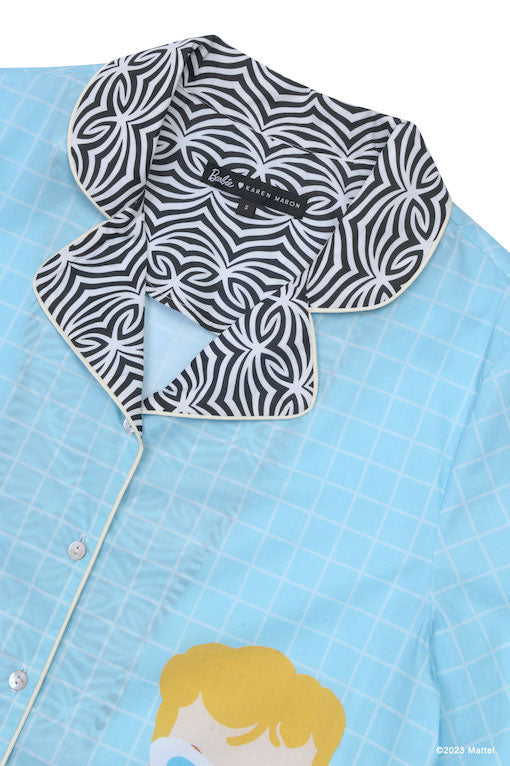 Barbie™ x Karen Mabon Poolside Organic Cotton Pyjama Set | Blue