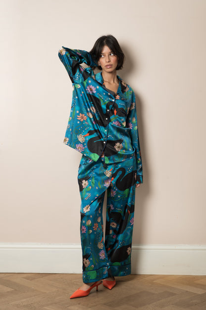Women's Silk Pyjama Set | Black Swan
