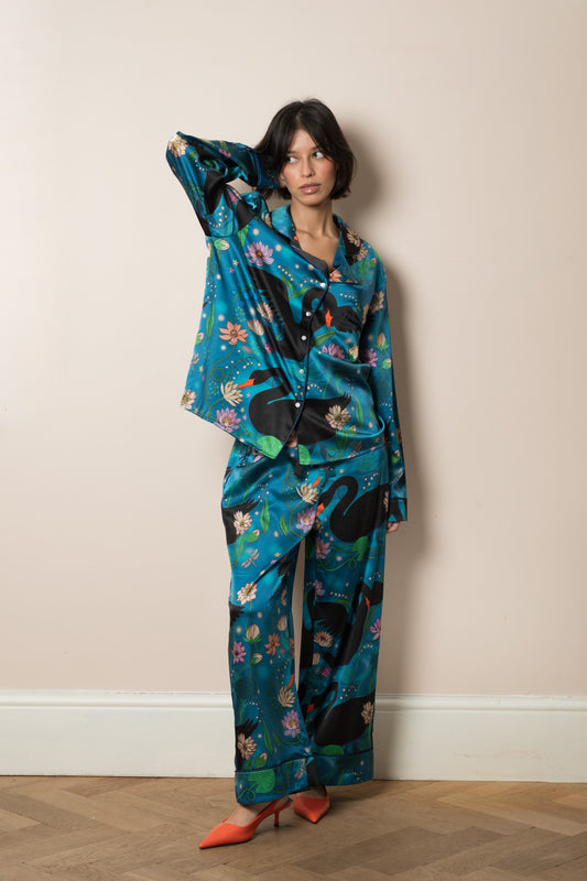 Women's Silk Pyjama Set | Black Swan