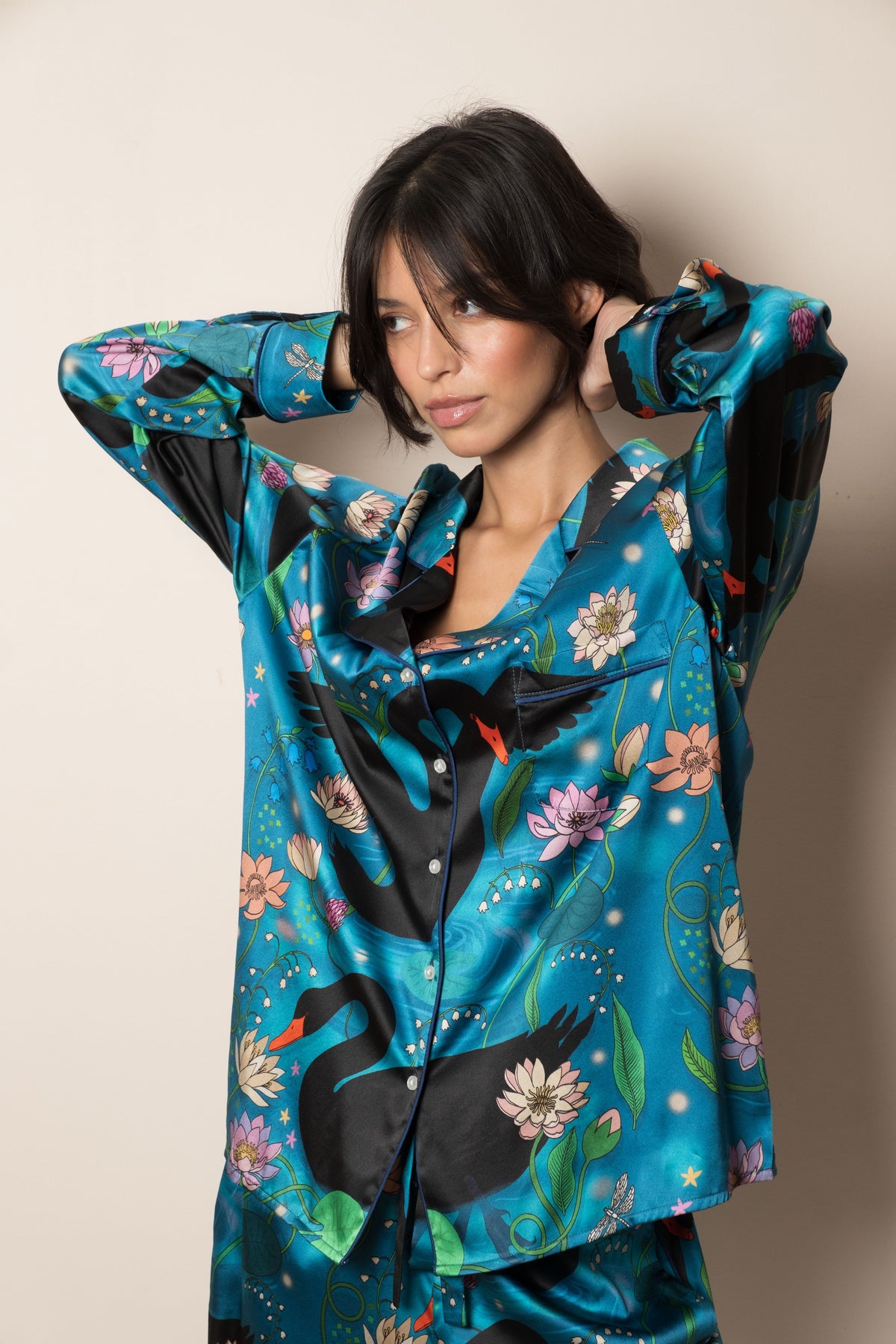 Women's Silk Pyjama Set | Black Swan