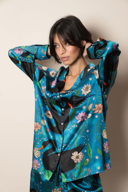 Women's Silk Pyjama Set | Black Swan