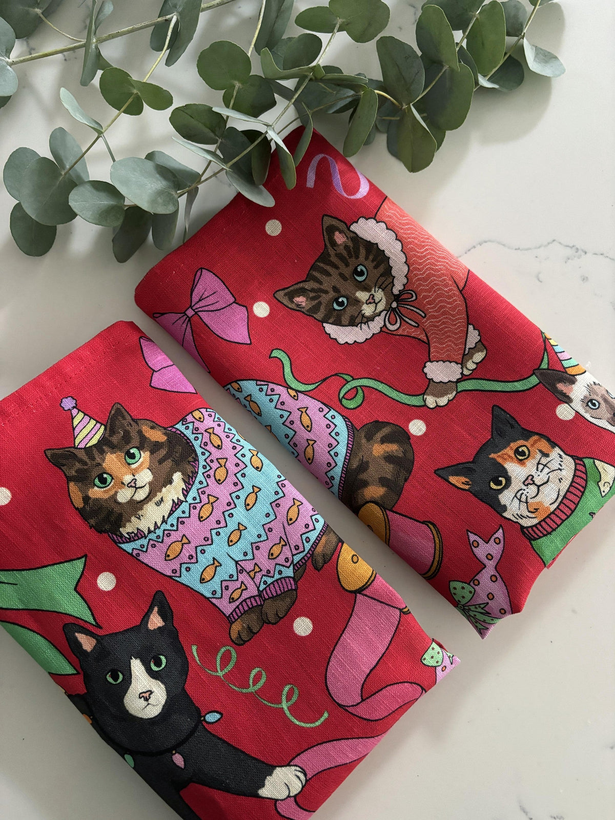 Cats' Christmas Morning napkins