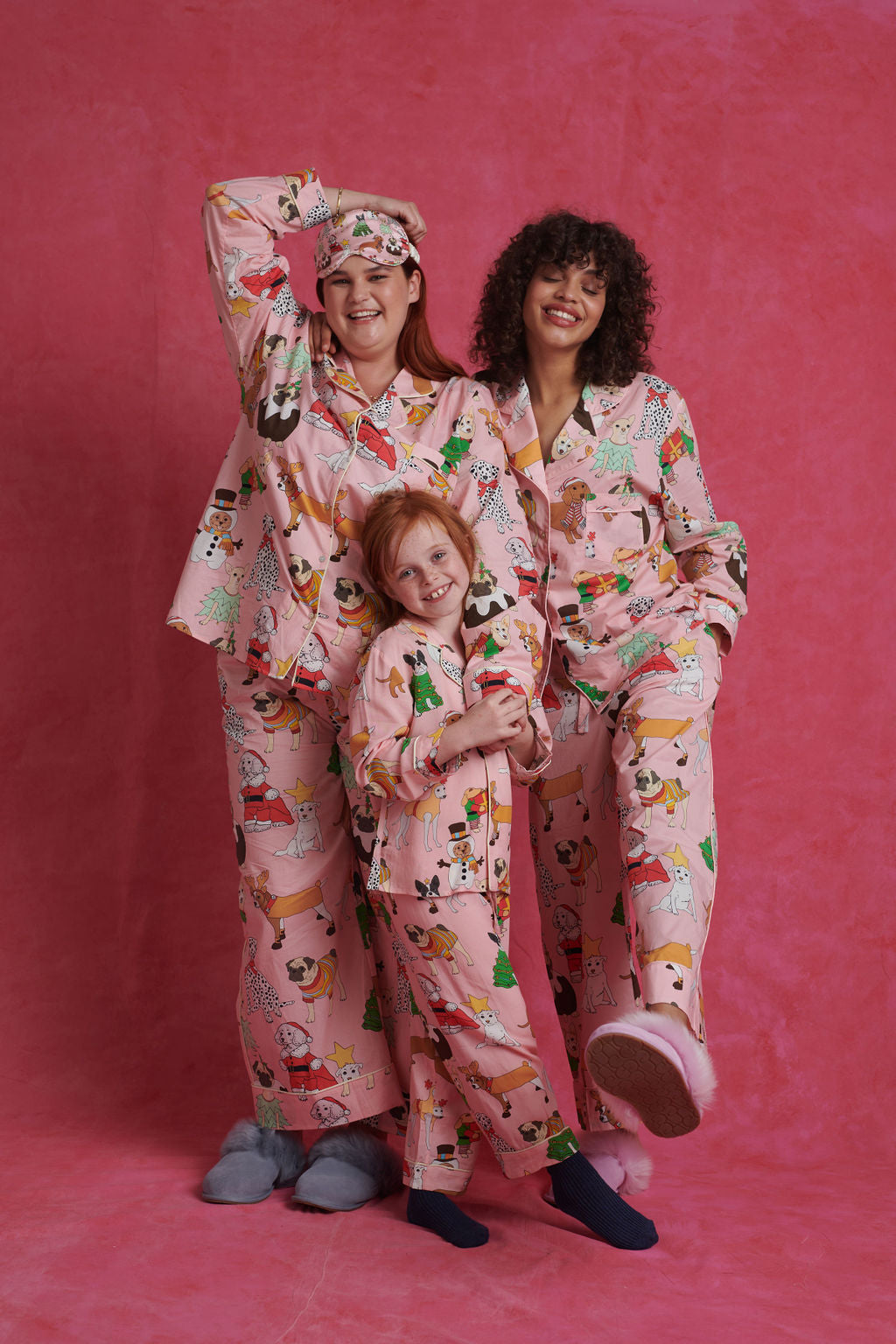 Christmas Dogs Pink Kids Pyjama Set