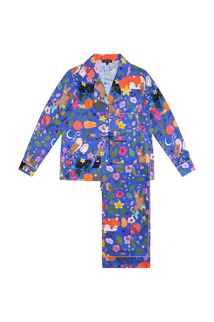Nocturnal Animals Organic Cotton Pyjama Set | Ultramarine