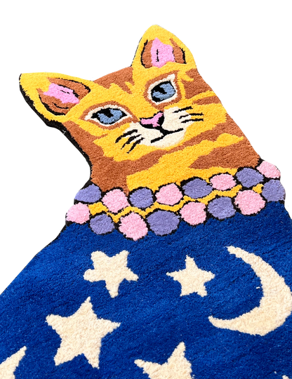 Cat Rug | Stars and Moons | Handmade Wool Animal Rug | Karen Mabon x Courthouse