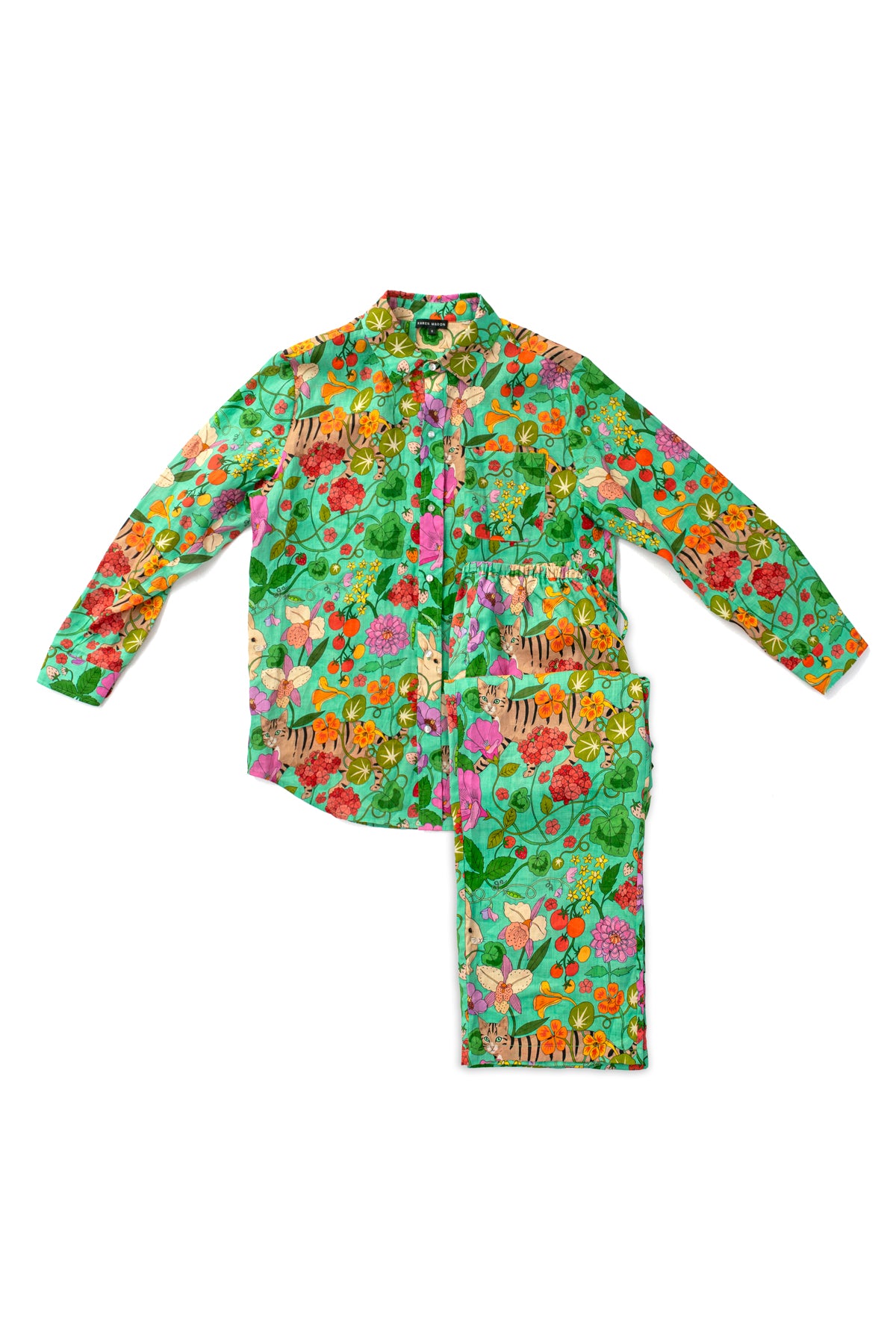In The Greenhouse Green Linen Pyjama Set