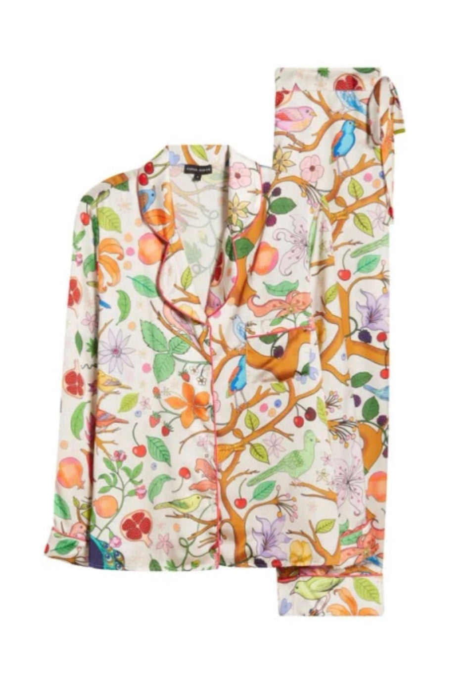 Tree of Life Cream Satin Long Sleeve straight leg Pyjama Set (BF AW25)