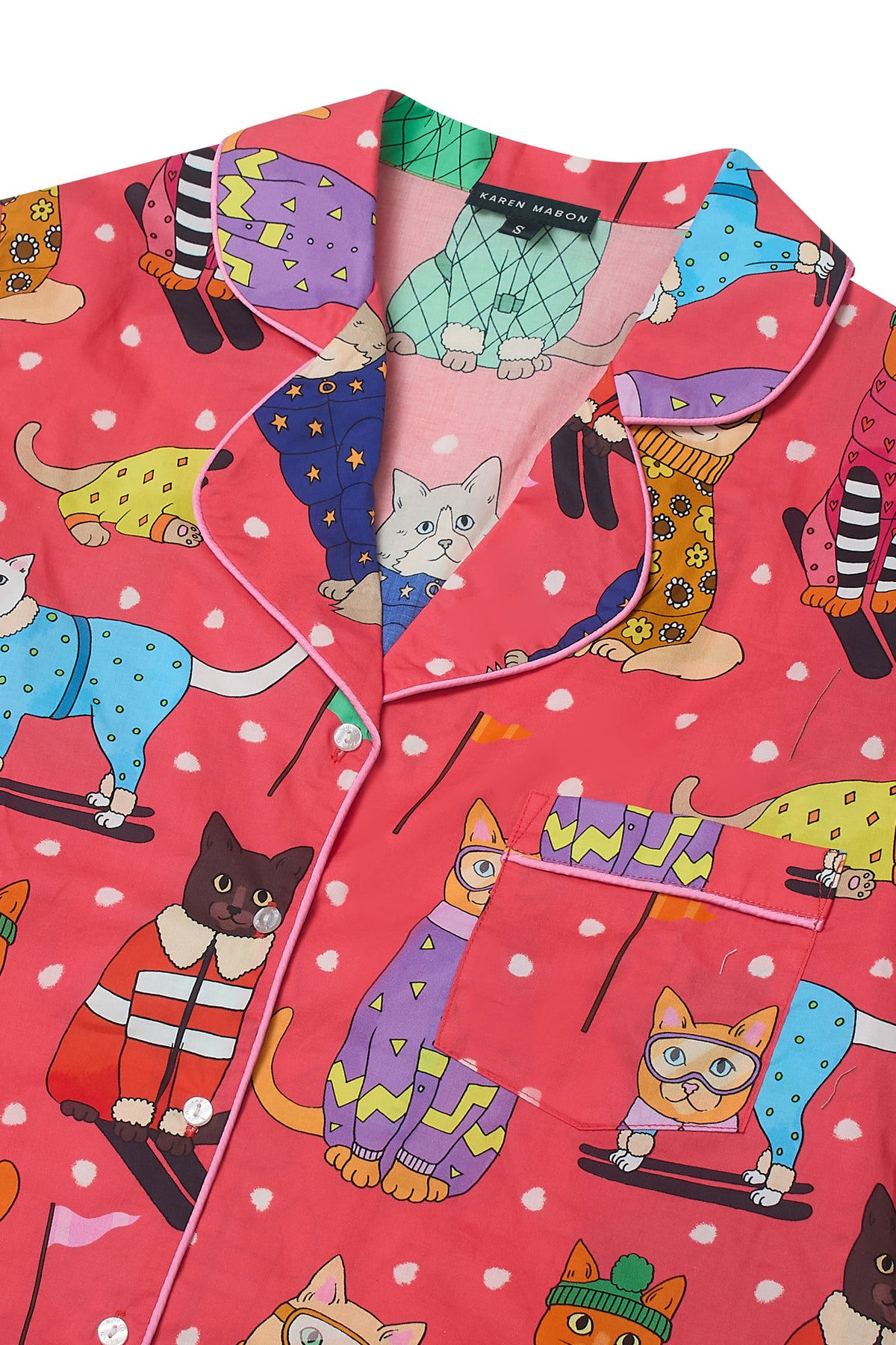 Skiing Cats Christmas Cotton Pyjama Set