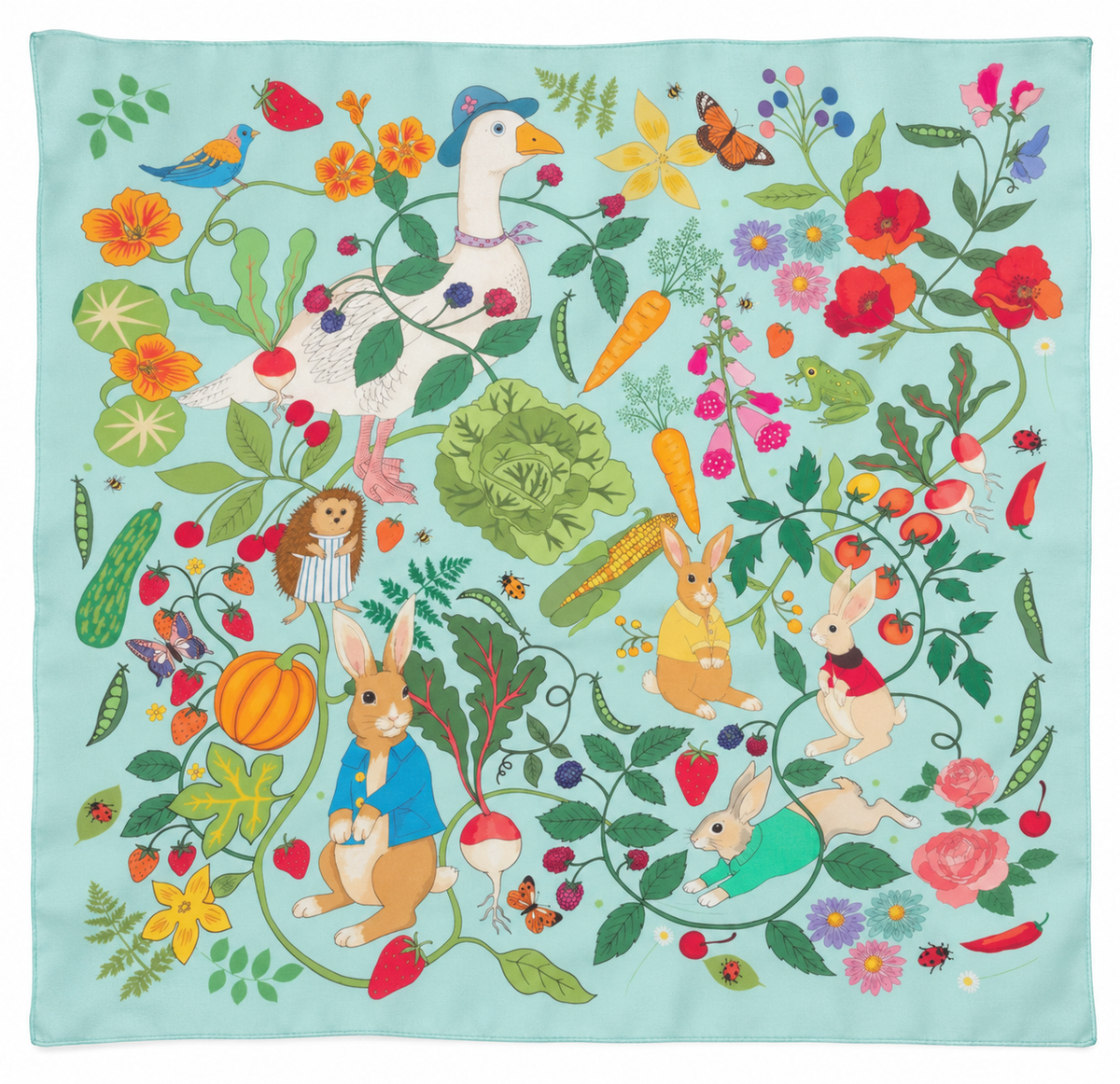 Peter Rabbit Crepe de Chine Oversized Silk Scarf