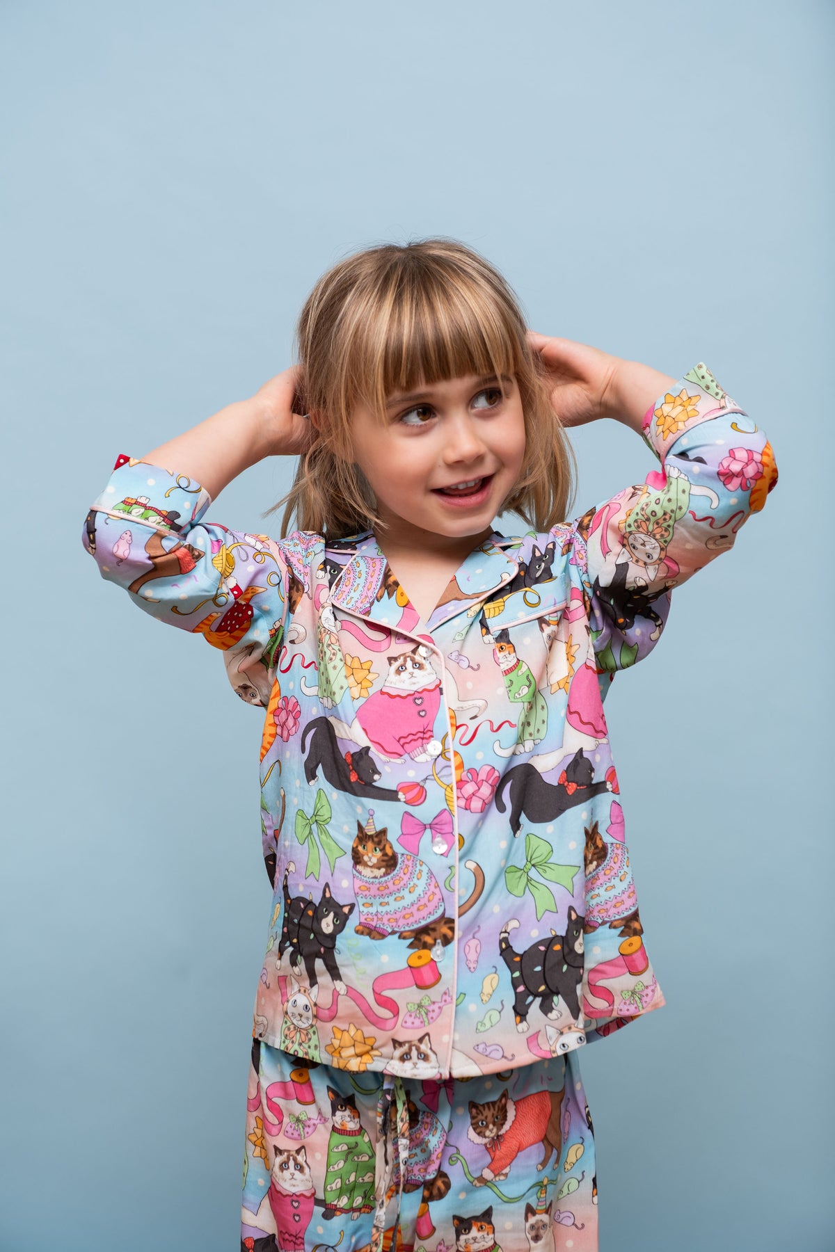 Kids Pyjama Set | Cats' Christmas Morning | Rainbow