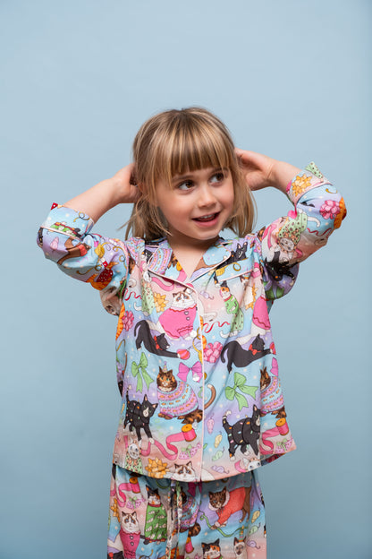 Kids Pyjama Set | Cats' Christmas Morning | Rainbow