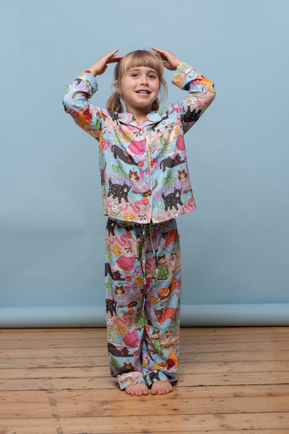 Kids Pyjama Set | Cats' Christmas Morning | Rainbow