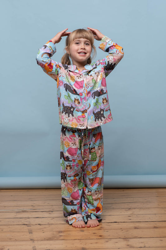 Kids Pyjama Set | Cats' Christmas Morning | Rainbow
