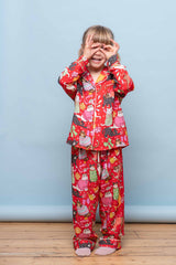 Kids Pyjama Set | Cats' Christmas Morning | Crimson