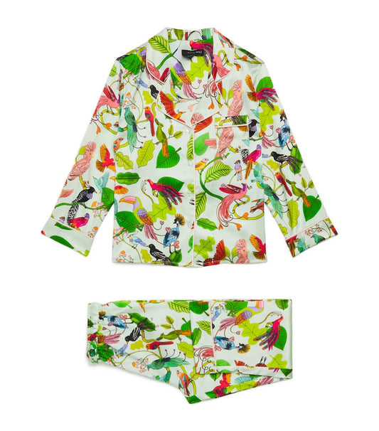 Kids Silk Pyjama Set | Birds of a Feather | Long Sleeve | Karen Mabon