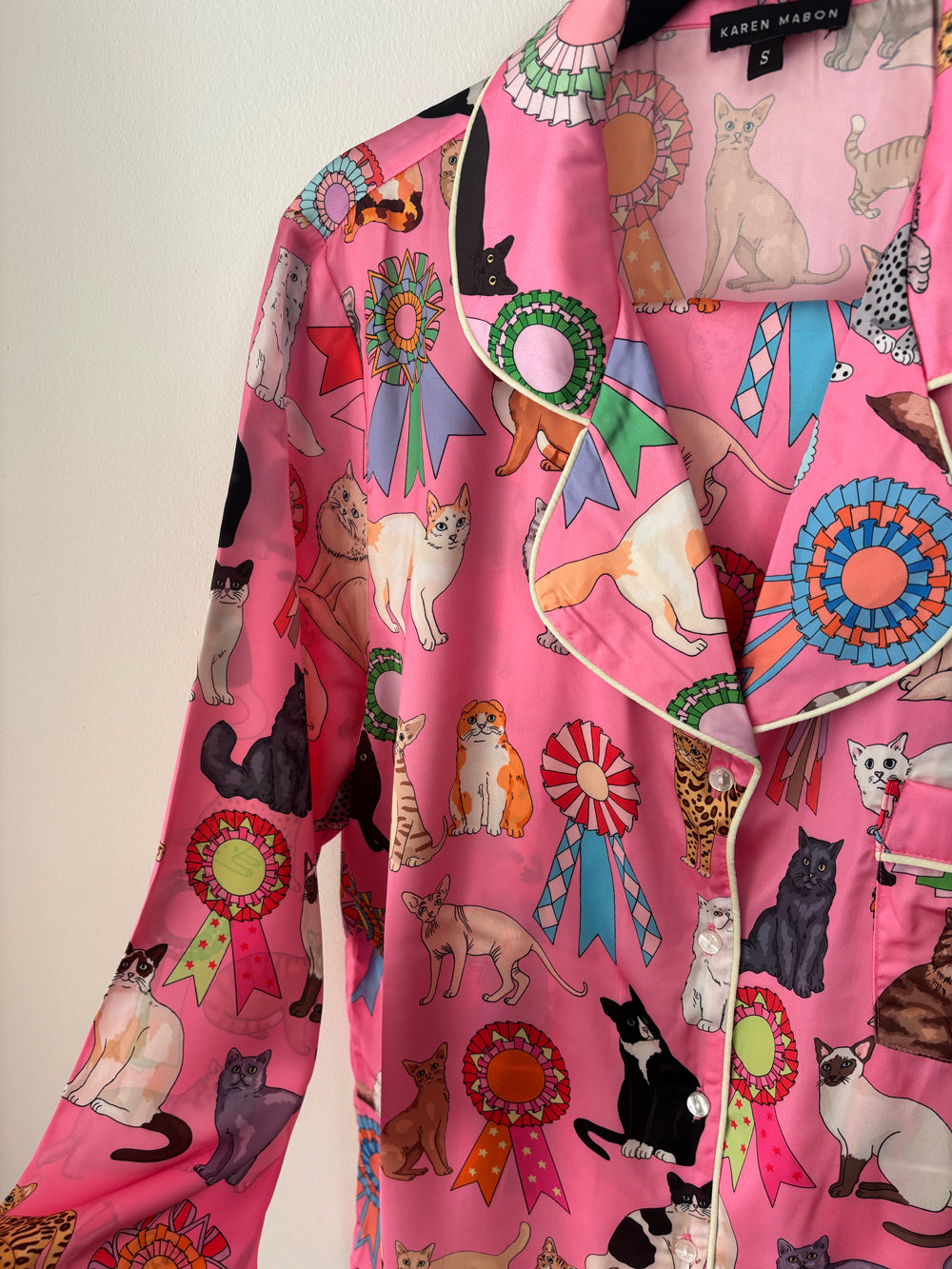 Cat Show Pink Satin Pyjama Set SALE26