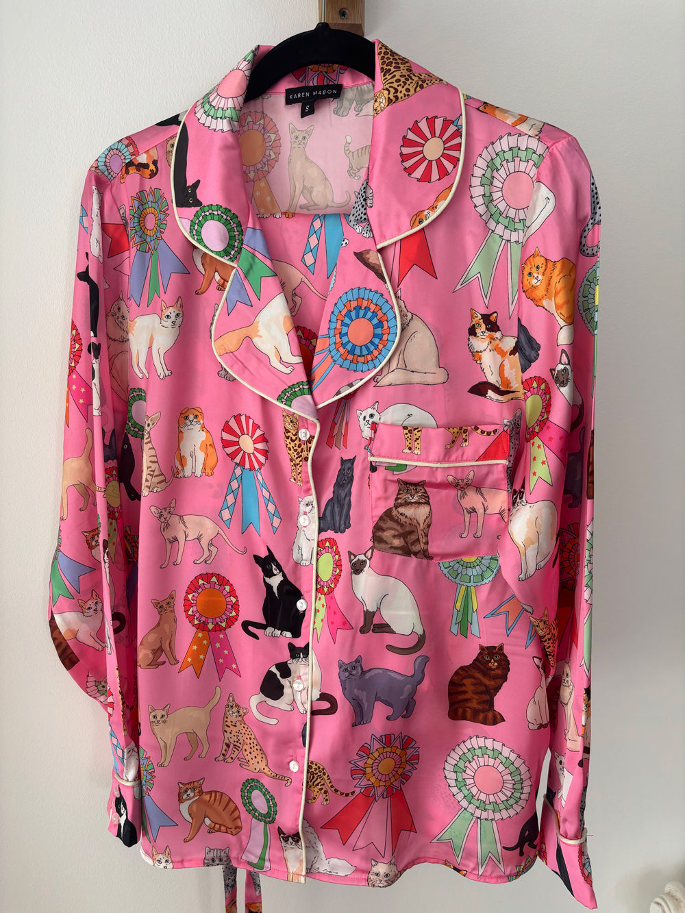Cat Show Pink Satin Pyjama Set SALE26