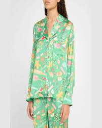 Women's Satin Pyjama Set | Cookies for Santa | Christmas Pyjamas | Green | Karen Mabon