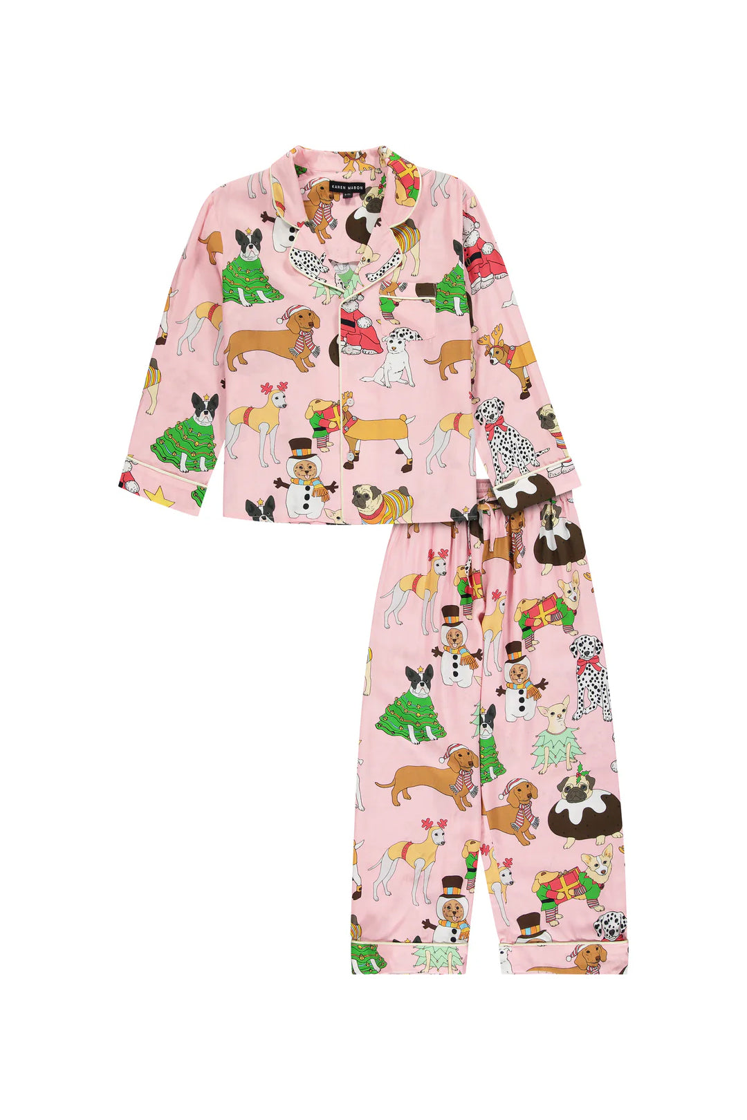 Christmas Dogs Pink Kids Pyjama Set