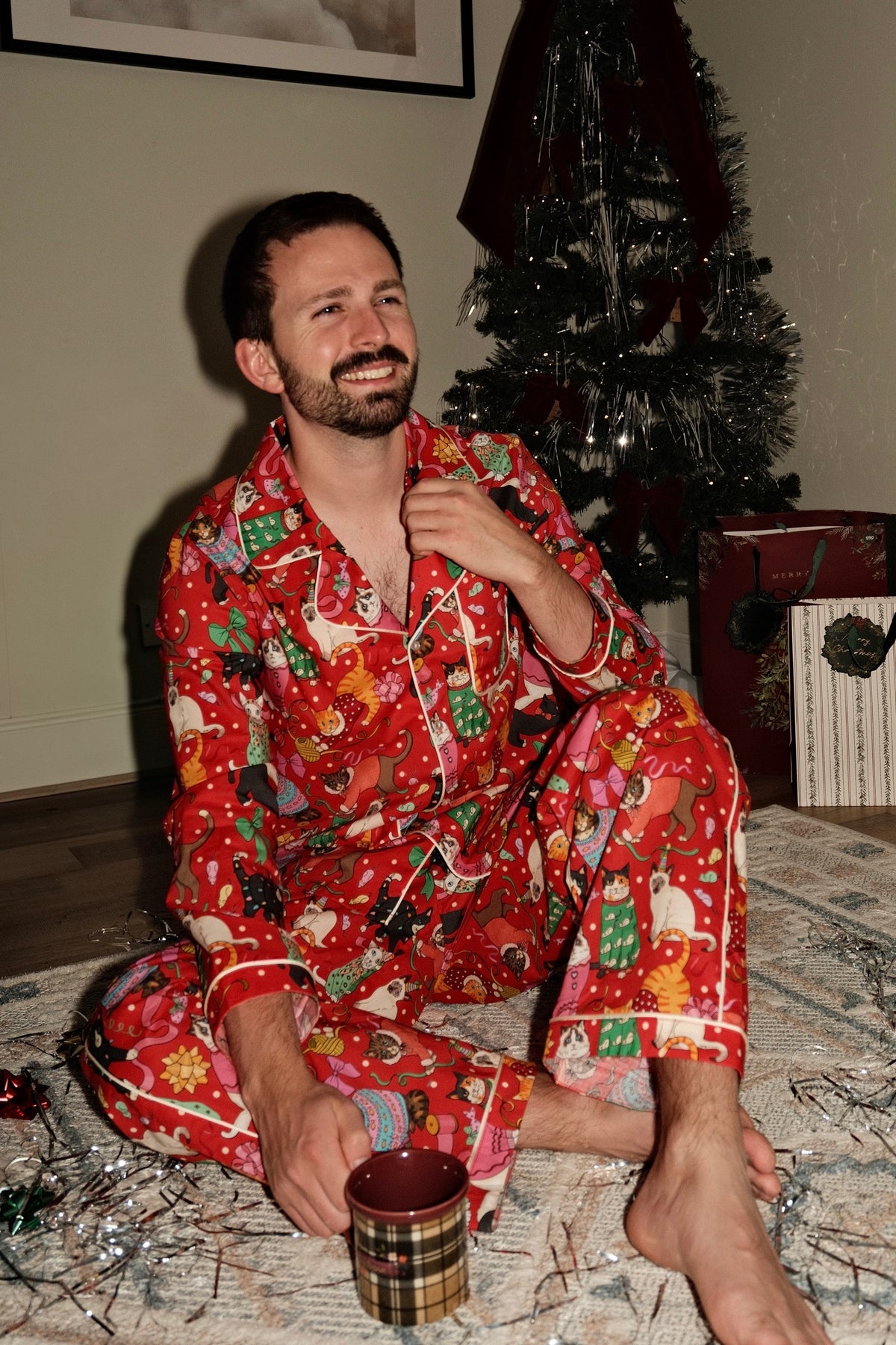 Men's Cats' Christmas Morning pyjamas on Christmas morning