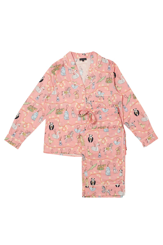 Women's Organic Cotton Pyjama Set | Animal Lights