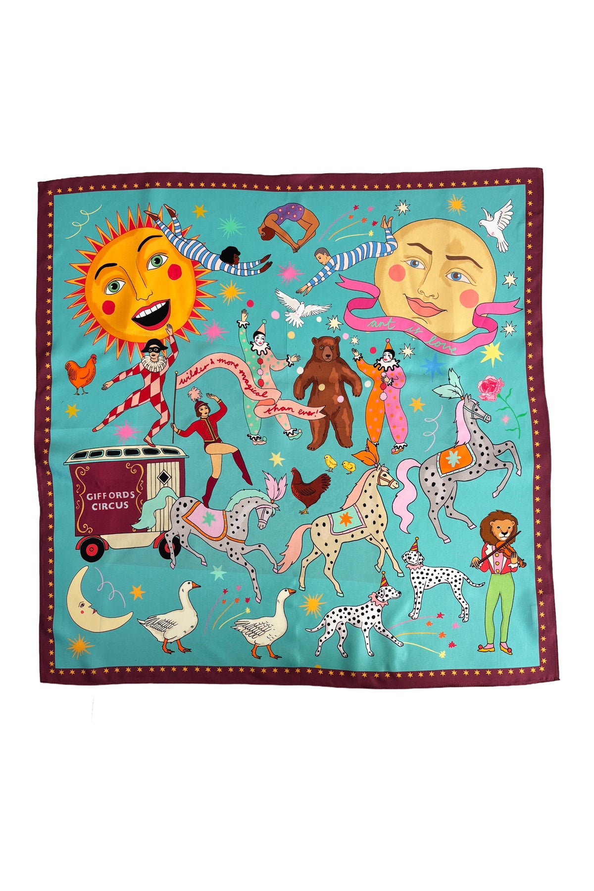 Giffords circus scarf turquoise blue 90*90 SALE26
