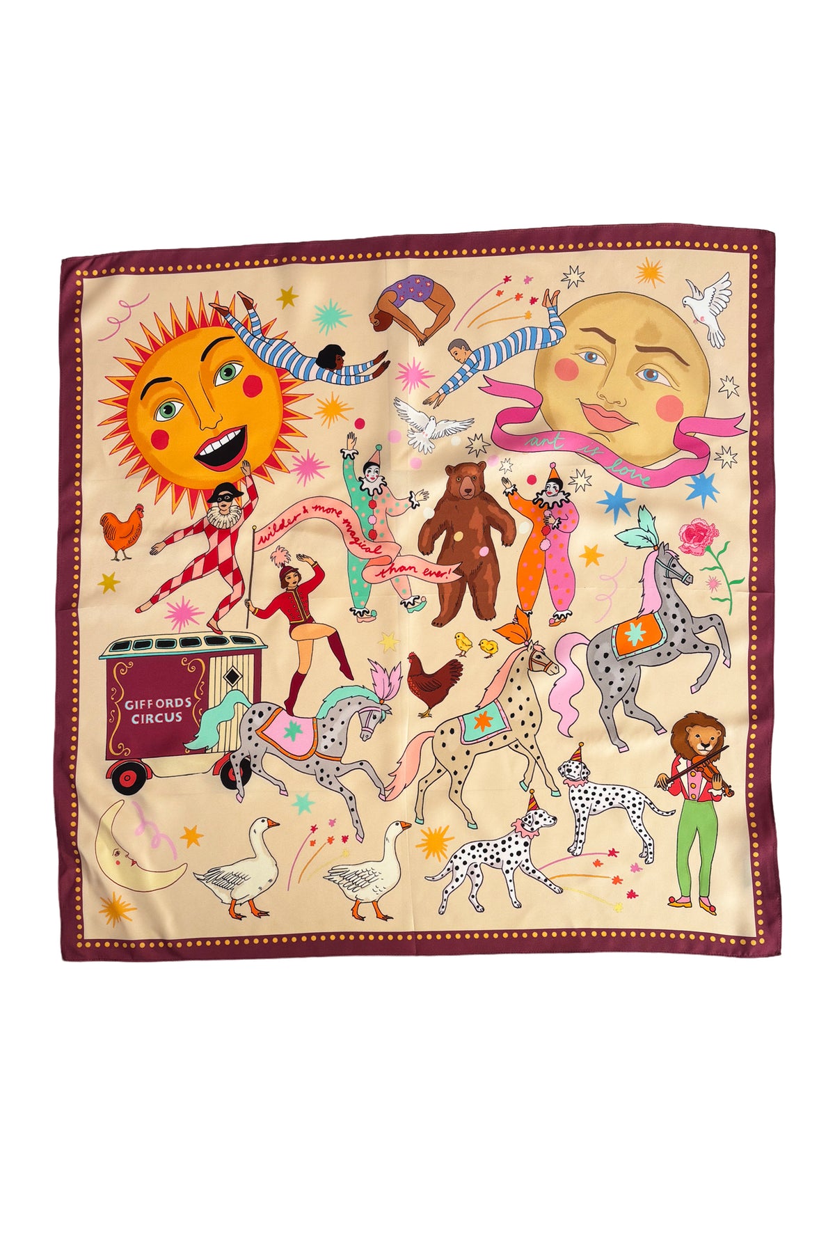 Giffords circus silk scarf cream 90*90 SALE26