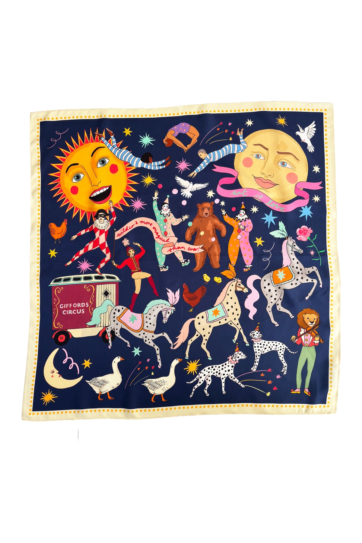 Giffords circus silk scarf navy 90*90 SALE26