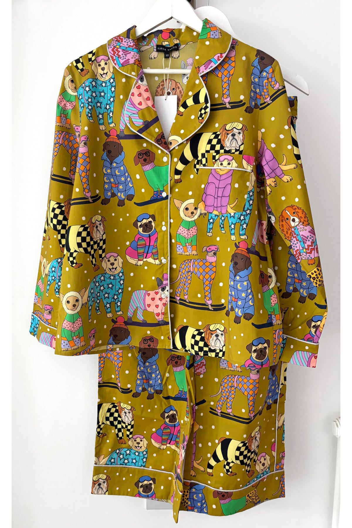 Skiing Dogs Ochre Long Pyjama Set (BF AW25)