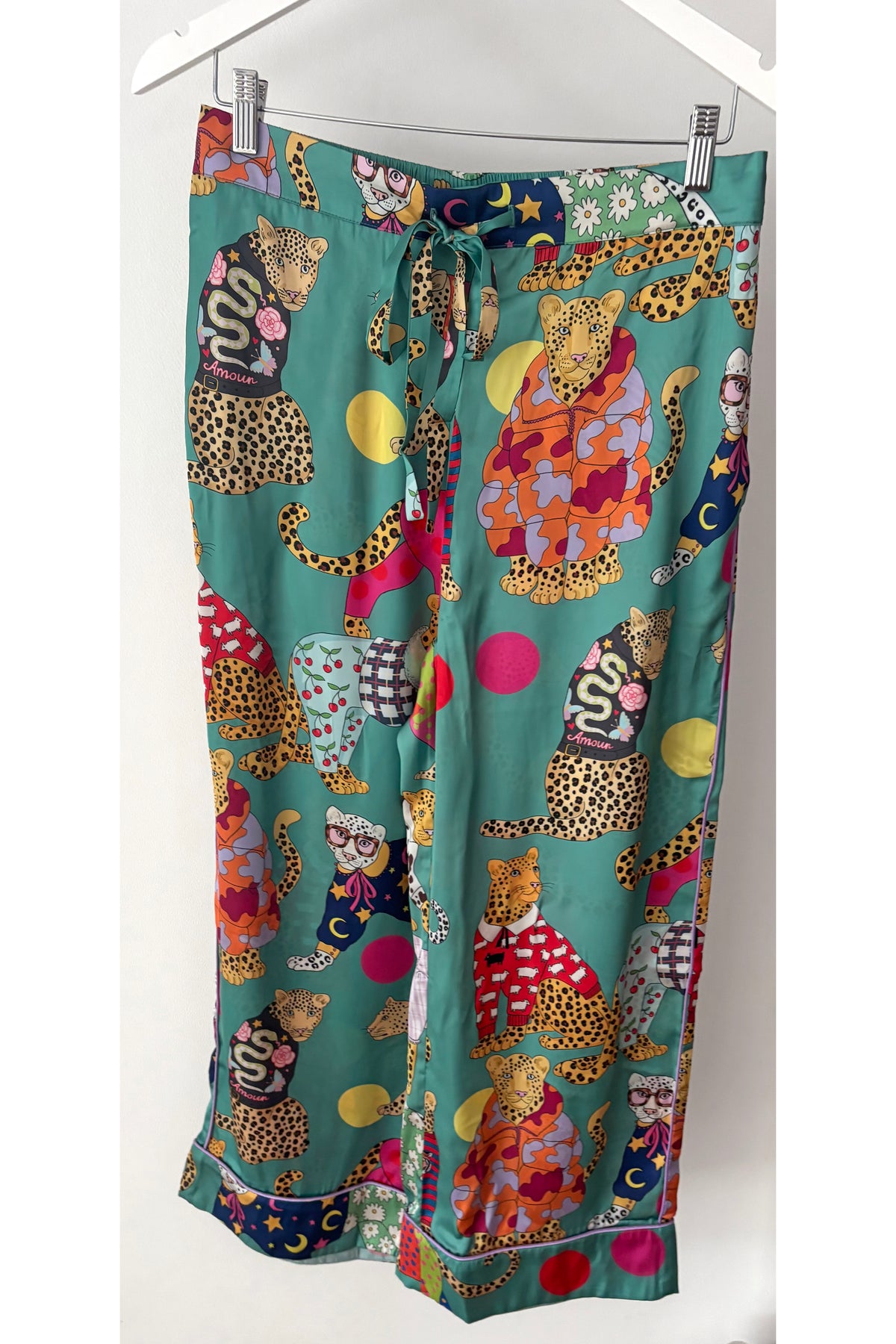 Leopards Can’t Change Their Spots Green Satin Oxford Shirt Long Pyjama Set (BF AW25)