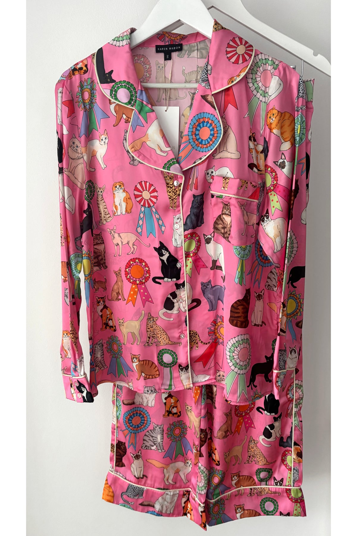 Cat Show Pink Satin Pyjama Set (BF AW25)