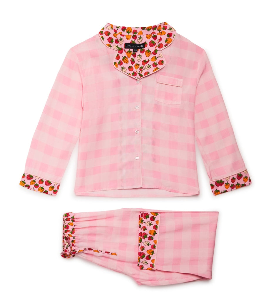 Kids Pyjama Set | Strawberries | Pink Check | Karen Mabon
