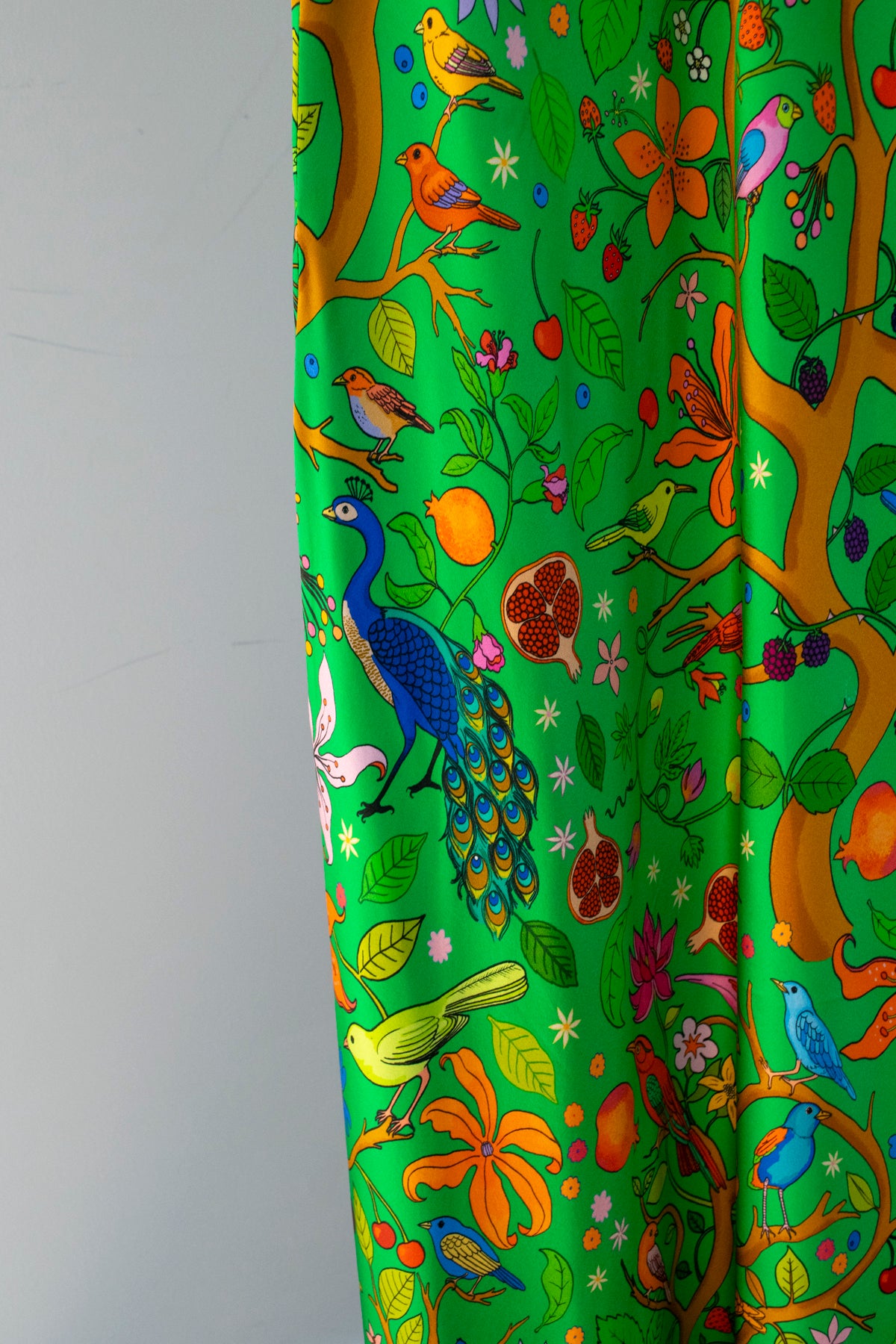 Tree of Life Green Silk Slip Dress Size XS