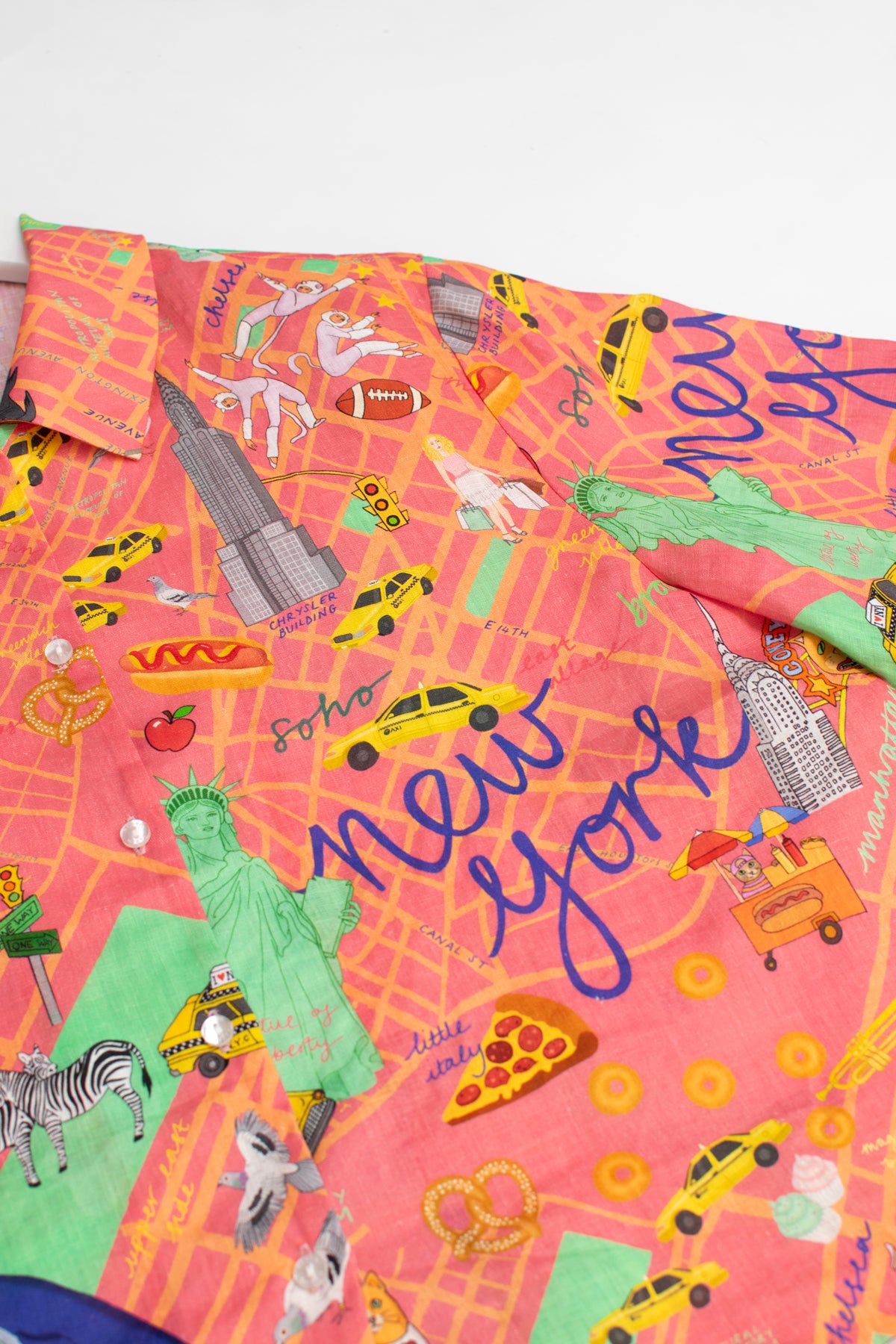 New York Coral Short Linen Pyjama Set