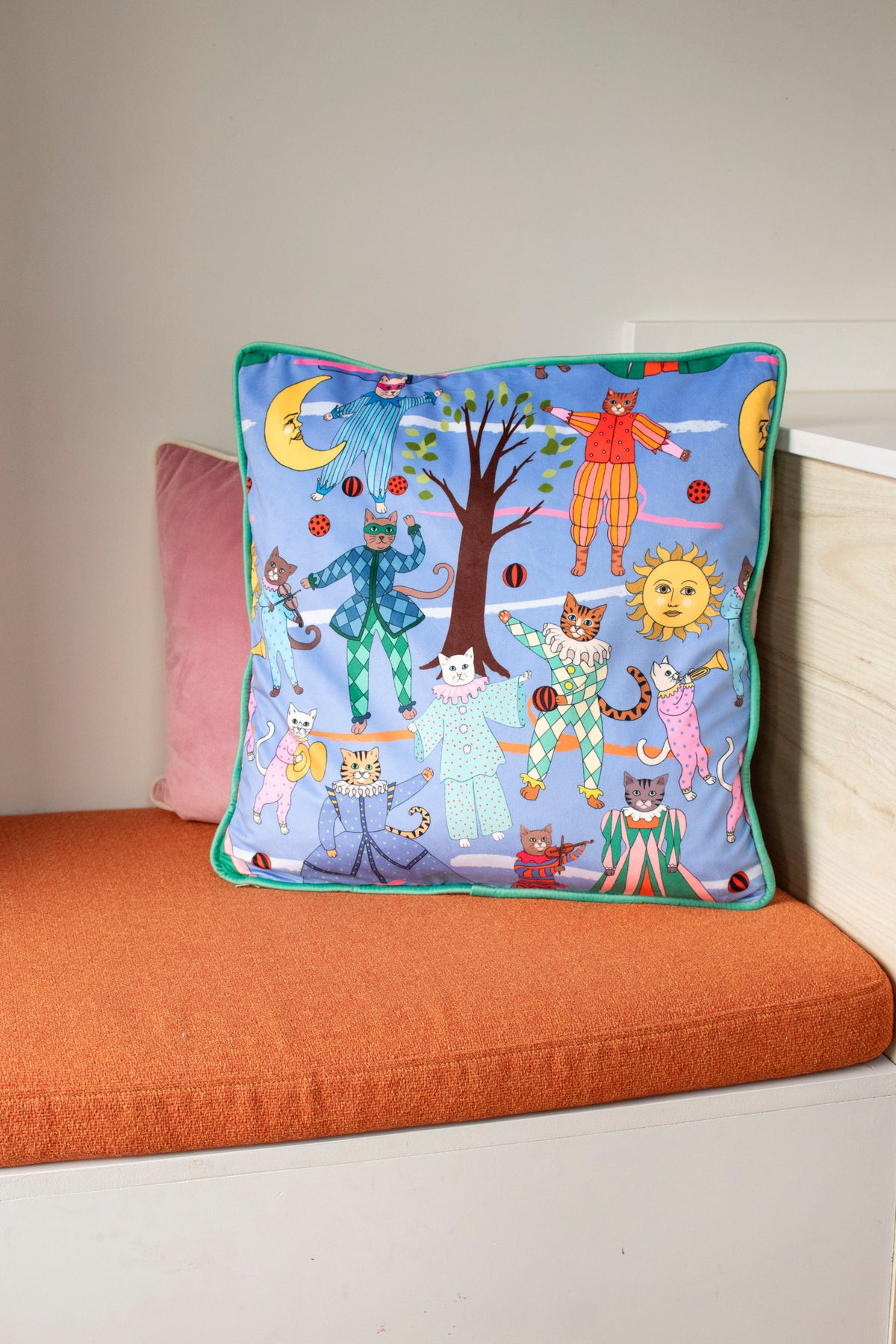 Cat Opera velvet cushion 55cm x 55cm PURPLE SALE26