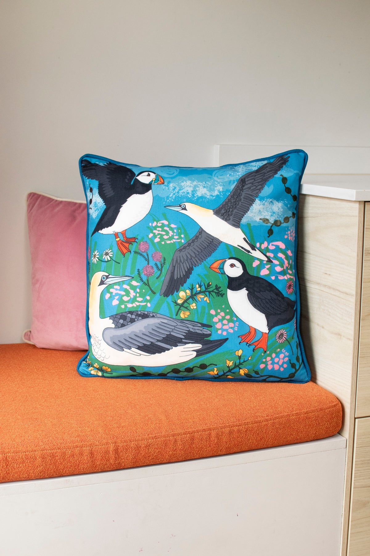 PUFFIN linen/cotton cushion 45cm x 45cm SALE26
