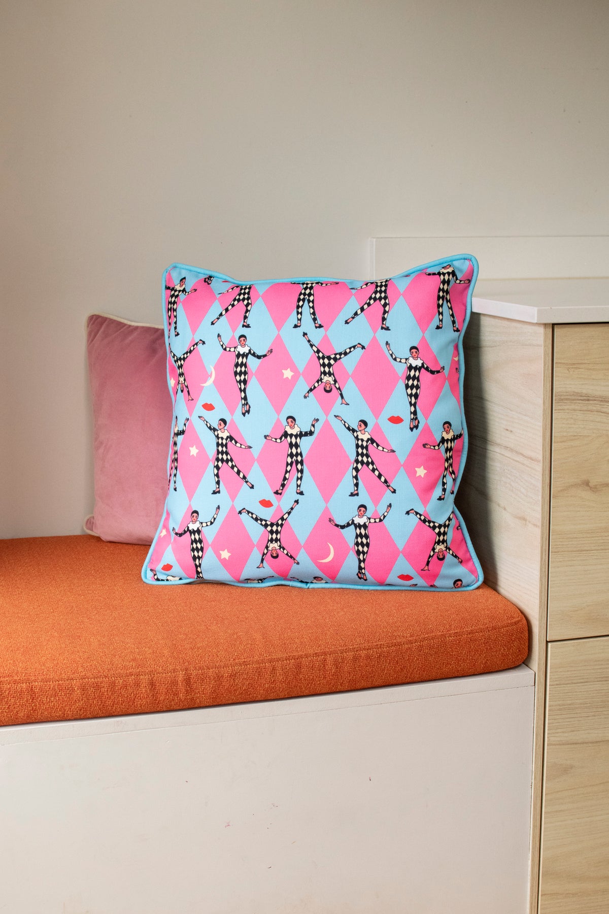 Pierrot cotton cushion pink & blue 45*45 SALE26