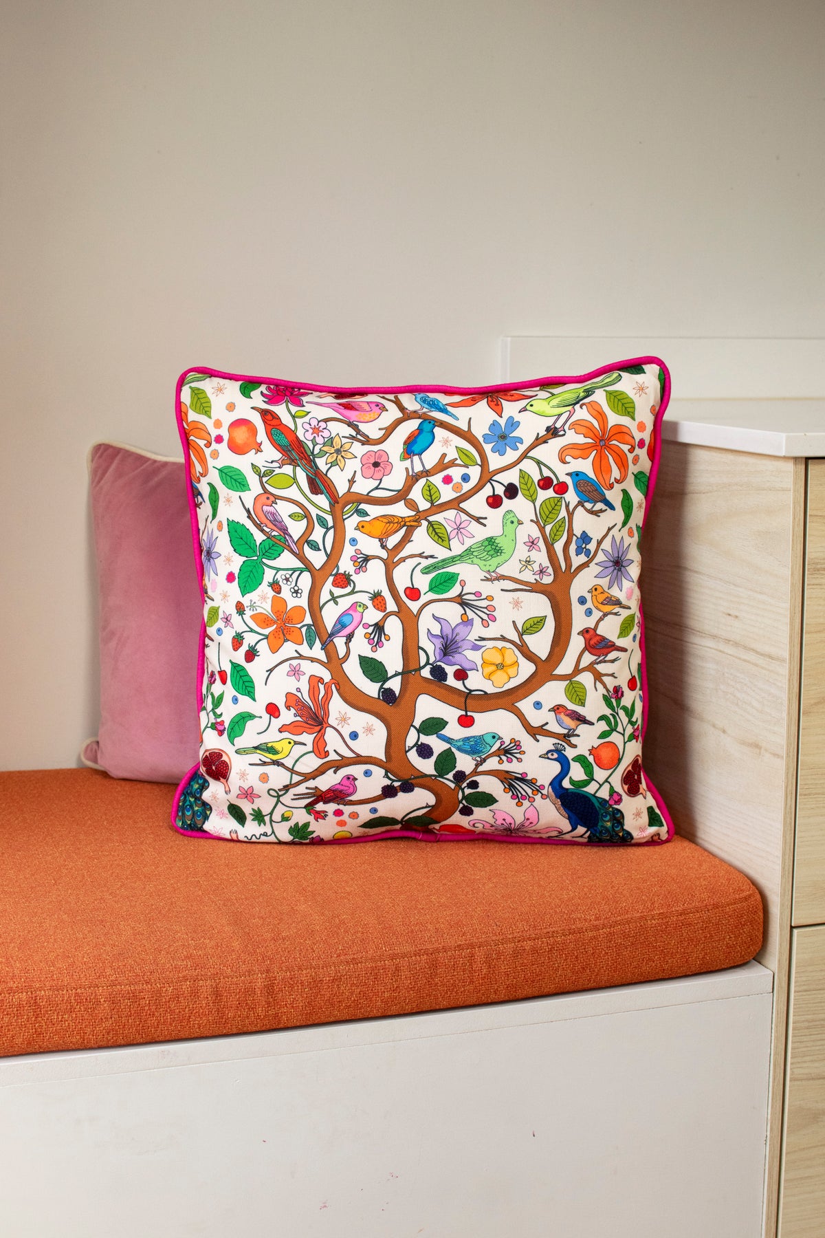 Tree of life cream linen/cotton cushion,45cm x 45cm SALE26
