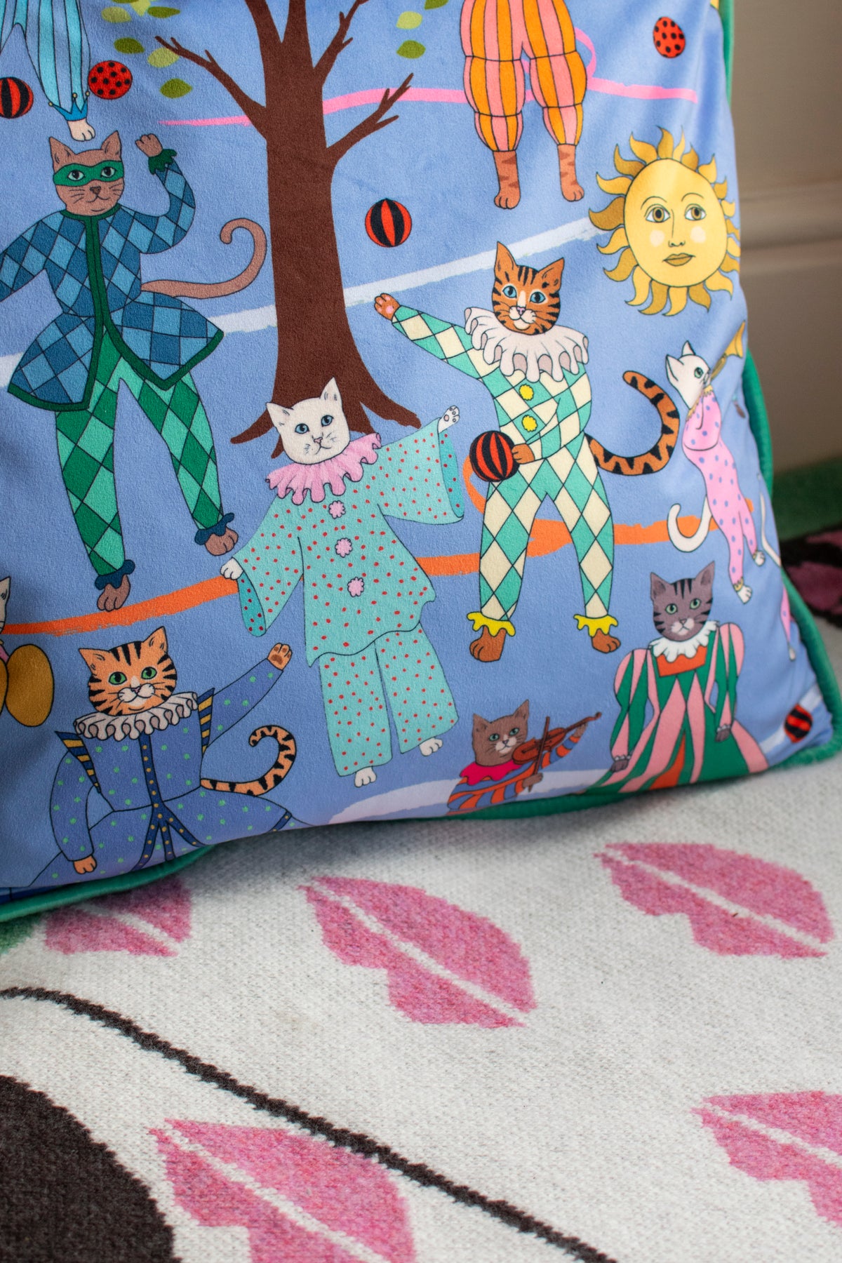 Cat Opera velvet cushion 55cm x 55cm PURPLE SALE26