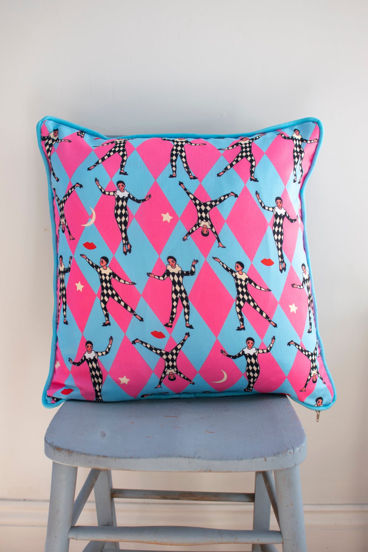 Pierrot cotton cushion pink & blue 45*45 SALE26
