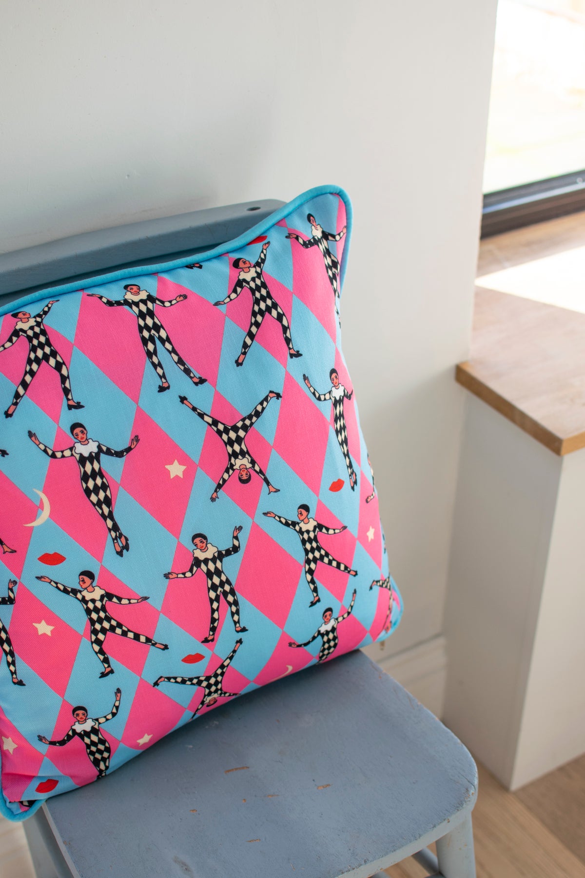 Pierrot cotton cushion pink & blue 45*45 SALE26